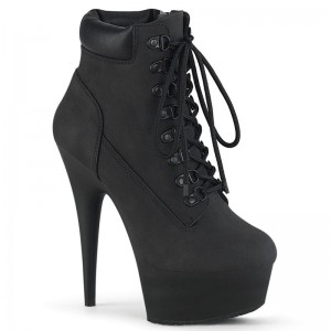 Pleaser Delight-600TL-02 Vegan Leather Laarzen Dames Zwart | DUEJW-BE