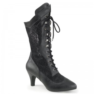 Pleaser Divine-1050 Vegan Leather Laarzen Dames Zwart | SNTBK-BE