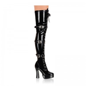 Pleaser Electra-3028 Hoge Hakken Dames Zwart | XOWZC-BE