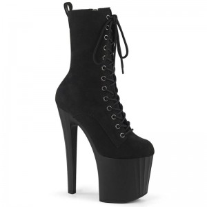 Pleaser Enchant-1040 Faux Suede Laarzen Dames Zwart | URXHB-BE