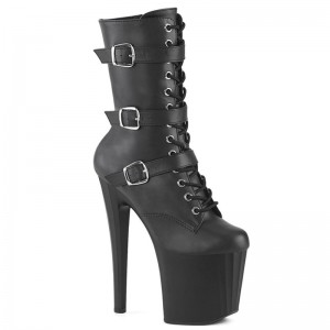 Pleaser Enchant-1043 Vegan Leather Laarzen Dames Zwart | STYJN-BE