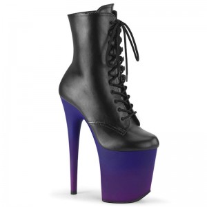 Pleaser Flamingo-1020BP Vegan Leather Laarzen Dames Zwart Blauw | IFUZW-BE