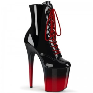 Pleaser Flamingo-1020BR-H Laarzen Dames Zwart Rood | YEUKX-BE