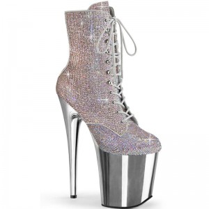 Pleaser Flamingo-1020CHRS Laarzen Dames Gekleurd Zilver | WFEIV-BE