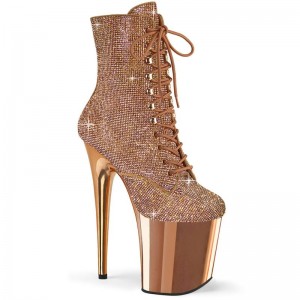 Pleaser Flamingo-1020CHRS Laarzen Dames Roze Goud | WEVUJ-BE