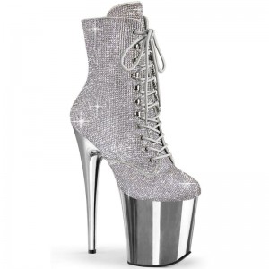 Pleaser Flamingo-1020CHRS Laarzen Dames Zilver | EZMTW-BE