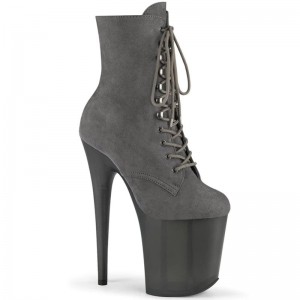Pleaser Flamingo-1020FST Laarzen Dames Grijs | JVINC-BE