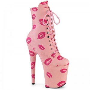 Pleaser Flamingo-1020KISSES Vegan Leather Laarzen Dames Roze | DTECP-BE