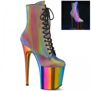 Pleaser Flamingo-1020RC-REFL Laarzen Dames Gekleurd | POZHD-BE