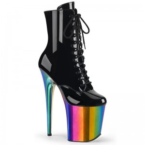 Pleaser Flamingo-1020RC Laarzen Dames Zwart Gekleurd | ZJORQ-BE