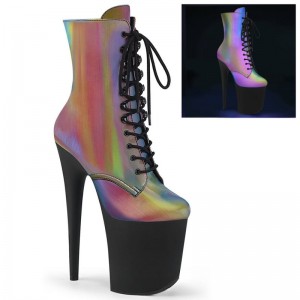 Pleaser Flamingo-1020REFL Laarzen Dames Gekleurd Zwart | FZVYQ-BE