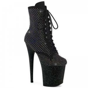 Pleaser Flamingo-1020RM Faux Suede Laarzen Dames Zwart | BIZAQ-BE