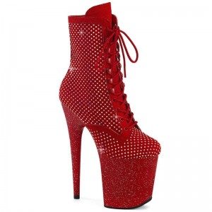 Pleaser Flamingo-1020RM Faux Suede Laarzen Dames Rood Rood | DWFLO-BE