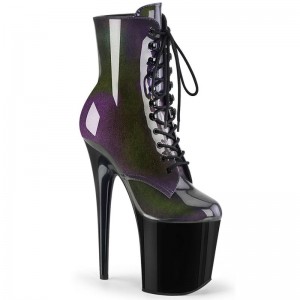 Pleaser Flamingo-1020SHG Laarzen Dames Paars Zwart | PHEBD-BE