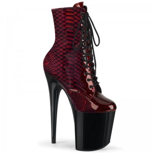 Pleaser Flamingo-1020SP Laarzen Dames Rood Zwart | JTFHE-BE
