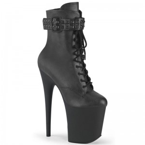 Pleaser Flamingo-1020STR Vegan Leather Laarzen Dames Zwart | JCDLX-BE