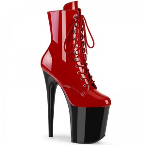 Pleaser Flamingo-1020 Laarzen Dames Rood Zwart | JYQNG-BE
