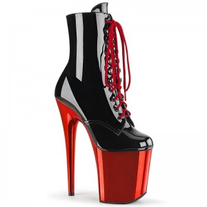 Pleaser Flamingo-1020 Laarzen Dames Zwart Rood | DGHOQ-BE