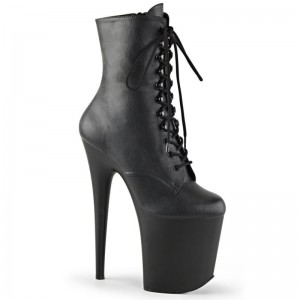 Pleaser Flamingo-1020 Vegan Leather Laarzen Dames Zwart | MGYSB-BE