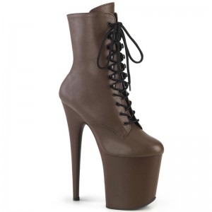 Pleaser Flamingo-1020 Vegan Leather Laarzen Dames Bruin | VJRQE-BE