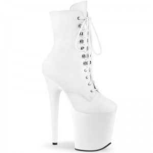 Pleaser Flamingo-1020 Vegan Leather Laarzen Dames Wit | UBIVP-BE