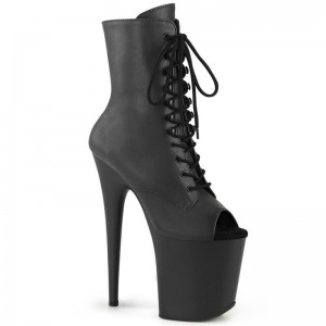Pleaser Flamingo-1021 Vegan Leather Laarzen Dames Zwart | QKNEM-BE