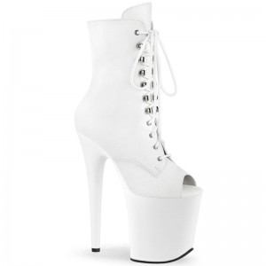 Pleaser Flamingo-1021 Vegan Leather Laarzen Dames Wit | OVHLU-BE