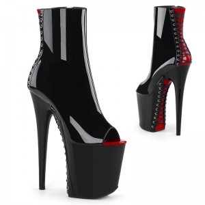 Pleaser Flamingo-1025 Laarzen Dames Rood Zwart | DKVIB-BE