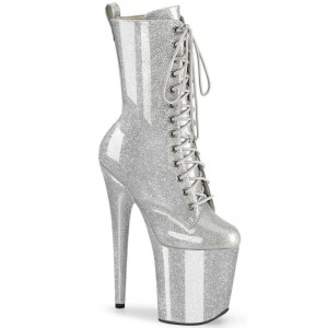 Pleaser Flamingo-1040GP Laarzen Dames Zilver | ISVOJ-BE