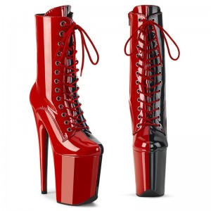 Pleaser Flamingo-1040TT Laarzen Dames Rood Zwart | AUIBD-BE