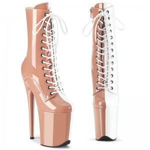 Pleaser Flamingo-1040TT Laarzen Dames Roze Wit | UMYJK-BE