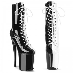 Pleaser Flamingo-1040TT Laarzen Dames Zwart Wit | OAXRT-BE