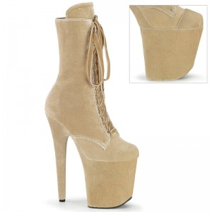 Pleaser Flamingo-1045VEL Laarzen Dames Beige | JSAHU-BE
