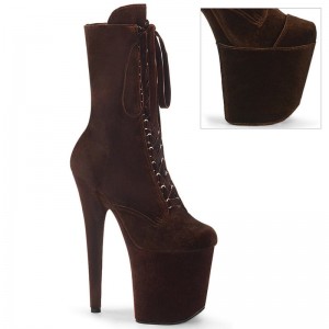 Pleaser Flamingo-1045VEL Laarzen Dames Donkerbruin | NDRCX-BE