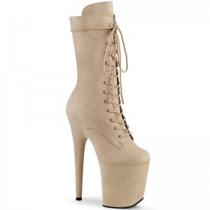 Pleaser Flamingo-1050FS Laarzen Dames Beige | IXFJP-BE