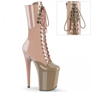 Pleaser Flamingo-1054DC Laarzen Dames Roze Bruin | HUOZL-BE