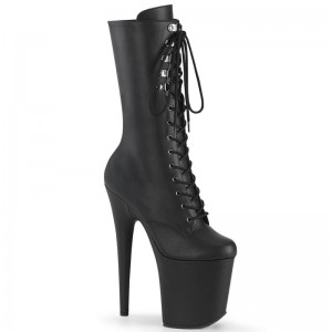 Pleaser Flamingo-1054 Vegan Leather Laarzen Dames Zwart | SNXLD-BE