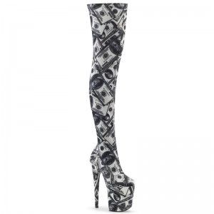 Pleaser Flamingo-3000DP Hoge Hakken Dames Wit Zwart | DWPFV-BE