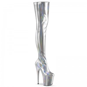 Pleaser Flamingo-3000HWR Hoge Hakken Dames Zilver | OFZJX-BE
