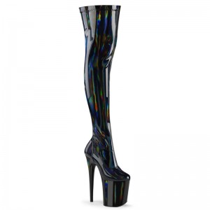 Pleaser Flamingo-3000HWR Hologram Hoge Hakken Dames Zwart | LJANQ-BE
