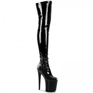 Pleaser Flamingo-3000 Hoge Hakken Dames Zwart | HOXKF-BE