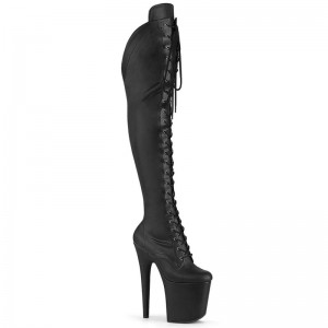 Pleaser Flamingo-3014 Faux Leather Hoge Hakken Dames Zwart | NQFRP-BE