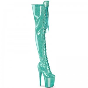 Pleaser Flamingo-3020GP Glitter Hoge Hakken Dames Lichtturquoise | PKHCW-BE