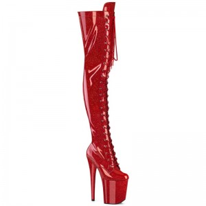 Pleaser Flamingo-3020GP Glitter Hoge Hakken Dames Rood | ETDMA-BE