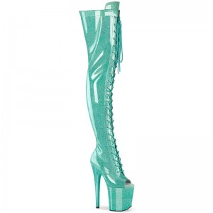 Pleaser Flamingo-3021GP Glitter Hoge Hakken Dames Lichtturquoise | WEIHX-BE