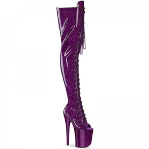 Pleaser Flamingo-3021GP Glitter Hoge Hakken Dames Paars | LUOBY-BE