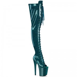 Pleaser Flamingo-3021GP Glitter Hoge Hakken Dames Turquoise | LXKPC-BE