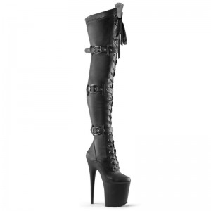 Pleaser Flamingo-3028 Vegan Leather Hoge Hakken Dames Zwart | ISVDR-BE