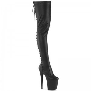 Pleaser Flamingo-3850 Vegan Leather Hoge Hakken Dames Zwart | WXBYE-BE
