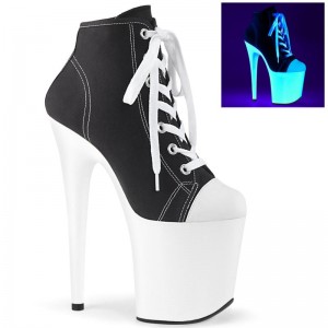 Pleaser Flamingo-800SK-02 Laarzen Dames Zwart Wit | IWMEJ-BE